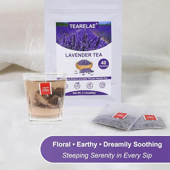 TEARELAE - Lavender Tea, 40 Count - Premium Dried Lavender Flower Tea Bags for Stress Relief - Aromatic Wellness - Non-GMO - Caffeine-Free - Bloomnest