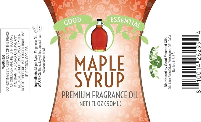Good Essential Professional Maple Syrup Fragrance Oil 30ml for Halloween, Christmas Diffuser, Soaps, Lotions, Perfume 1 fl oz - Maple Candle Scent Oil GoodEssential