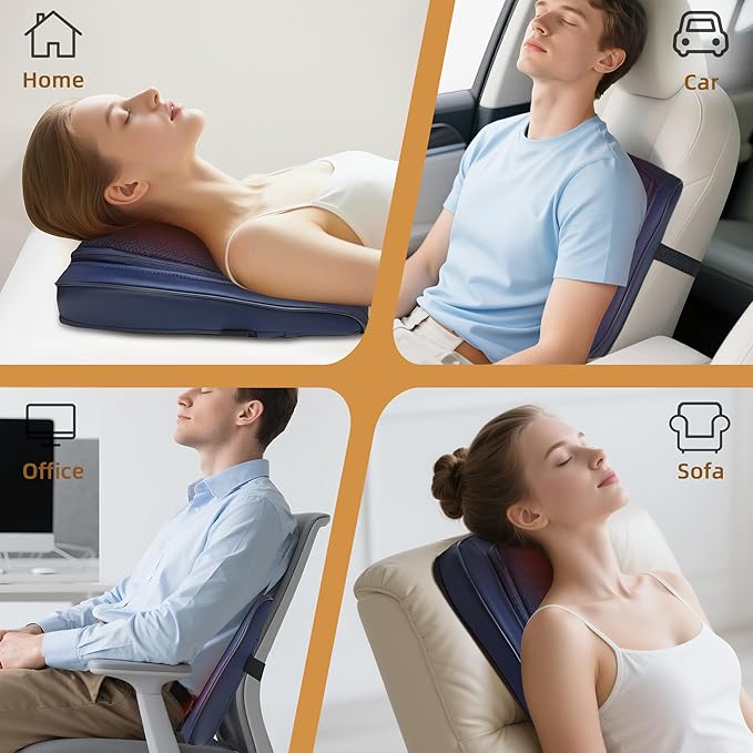 Joyset Back Massager for Back Pain Deep Tissue, Shiatsu Lower Back Neck Massager with Heat, 3D Kneading Massage Pillow for Neck Shoulder Legs, Gifts for Mom, Dad, Women - Bloomnest