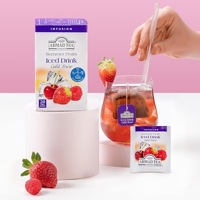 Ahmad Tea Herbal Tea, Cold Brew Summer Fruits Teabags, Iced Tea, 20 ct (Pack of 6) - Decaffeinated - Bloomnest