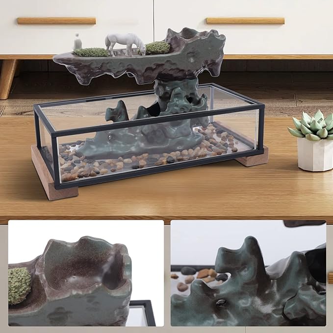 Indoor Tabletop Fountain, Rockery Waterfall Decorative Ornaments, Relaxation Desktop Fountain Waterfall, for Home Office Bedroom Desk Decoration - Bloomnest