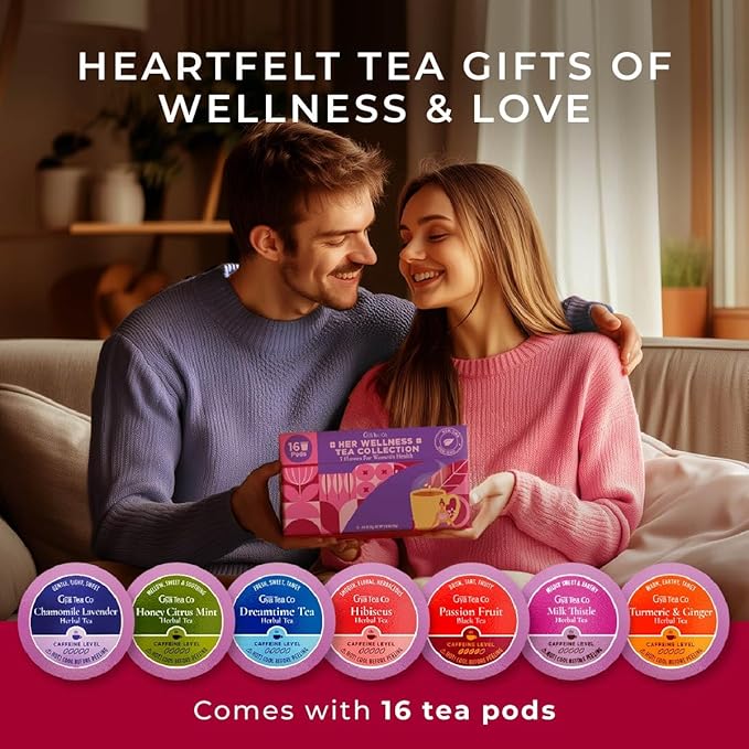Gya Tea Co Her Wellness Tea Pod Collection Gift Set (16 Count) - Different Flavors Assorted Variety Pack - Bloomnest