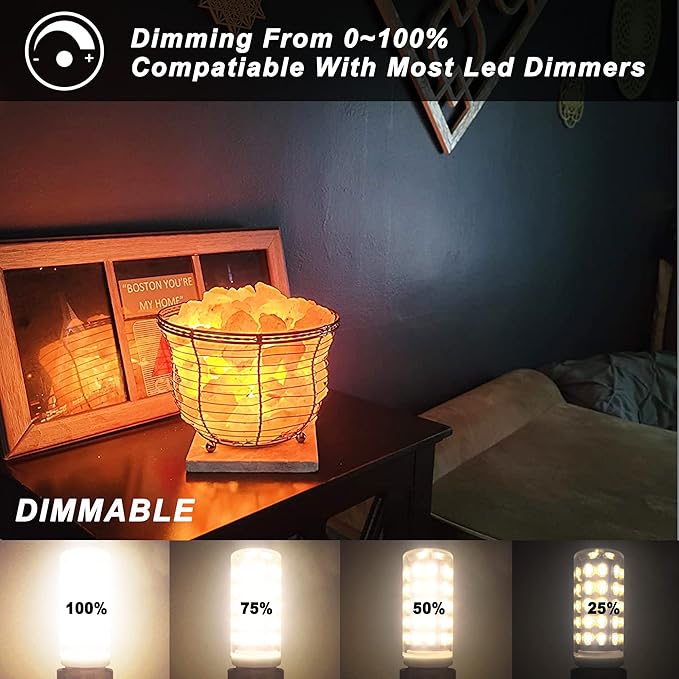 Dimmable E12 C7 Candelabra Led Light Bulbs 4W, Kx-2000 25W-40 Watt Halogen Equivalent, 3000k Warm White T6 Small Base 120V E12 Led Bulbs for Ceiling Fan Light Salt Lamp,450 lm(5Pack) - Bloomnest