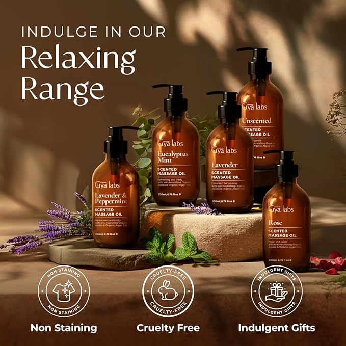 Gya Labs Relaxing Massage Oil - 6.76 Fl Oz - Non-Greasy Formula for Sore Muscles, Deep Relaxation & All Skin Types - Suitable for Men & Women - Bloomnest