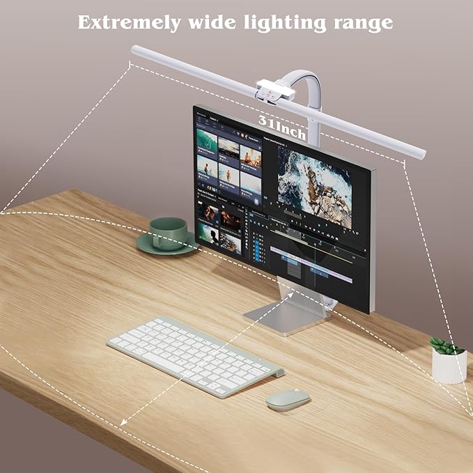 Led Desk Lamp for Home Office,24W Bright Eye-Caring Desk Light with Clamp,5 brightness and 5 temperatures Dimmable Workbench Task Light, Adjustable Gooseneck Table Lamp for Monitor Study(white) - Bloomnest