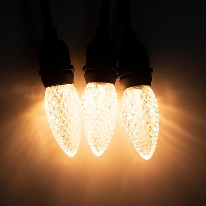Meconard C9 Led Replacement Christmas Light Bulbs, C9 Shatterproof Led Bulbs for Christmas Indoor Outdoor String Lights,E17 Intermediate Base, Commercial Grade Holiday Bulbs, Warm White, 50Pack - Bloomnest
