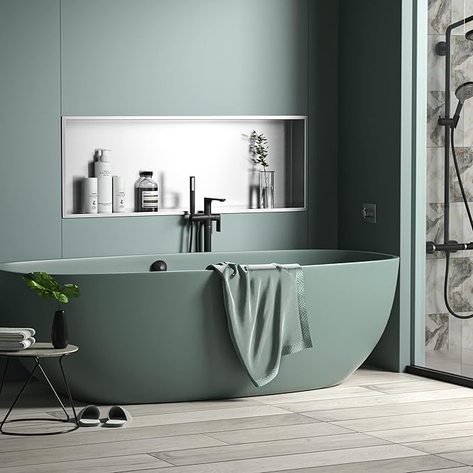 Stainless Steel Shower Niche 36" X 12" Brushed No Tile Needed Niche Shower Recessed Wall Horizontal Niches for Bathroom Storage Over Mount Installation - Bloomnest