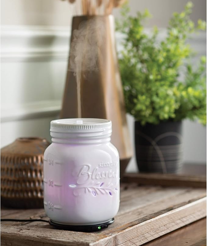 Airome Mason Jar Medium Essential Oil Diffuser|100 mL Humidifying Ultrasonic Aromatherapy Diffuser 8 Colorful LED Lights, Intermittent & Continual Mist, Auto Shut-Off Airom%C3%A9