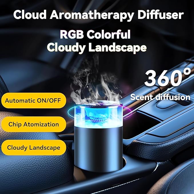 Smart Car Air Freshener & Car Diffuser with Auto On/Off, RGB Light Aroma para Carros for Men, Women, Office & Bedroom（Ocean） - Bloomnest