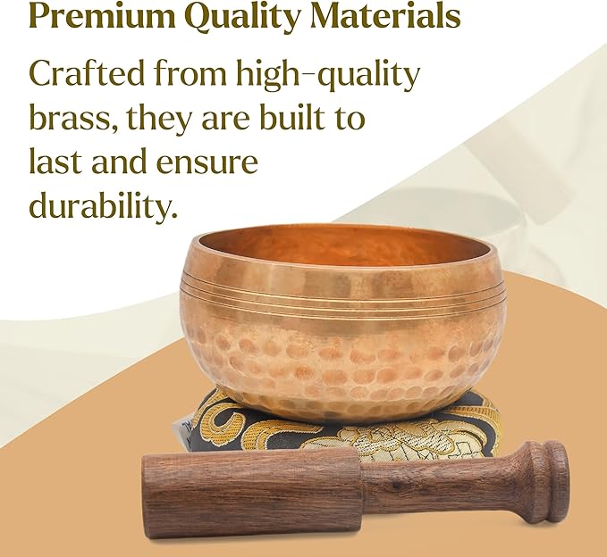 Tibetan Singing Bowl Set - Authentic Cuencos Tibetanos for Sound Healing, Meditation & Chakra Balancing - Includes Cushion, Mallet-Unique Spiritual Gifts for Women and Men (Bronze 3.5") - Bloomnest