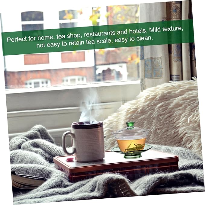 Mobestech Transparent Glass Teacup with Saucer and Lid for Kung Fu Tea Ceremony Compact Porcelain Tea Bowl at Home Office with Lotus Design - Bloomnest