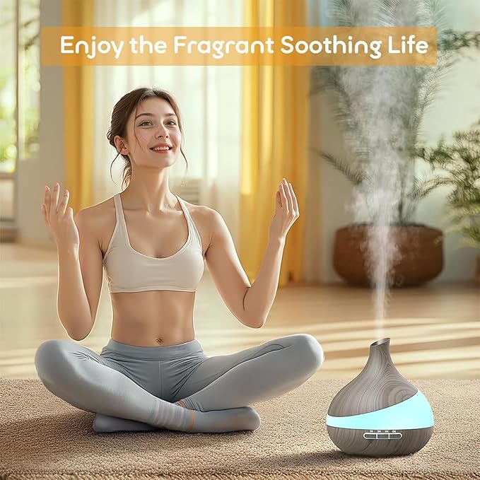 500ML Essential Oil Diffuser: Aroma Diffuser with Remote Control for Hotel Spa Yoga Room - Humidifiers for Bedroom with 14 Colors LED Night Light for Kids/Women Home Relaxation - Bloomnest