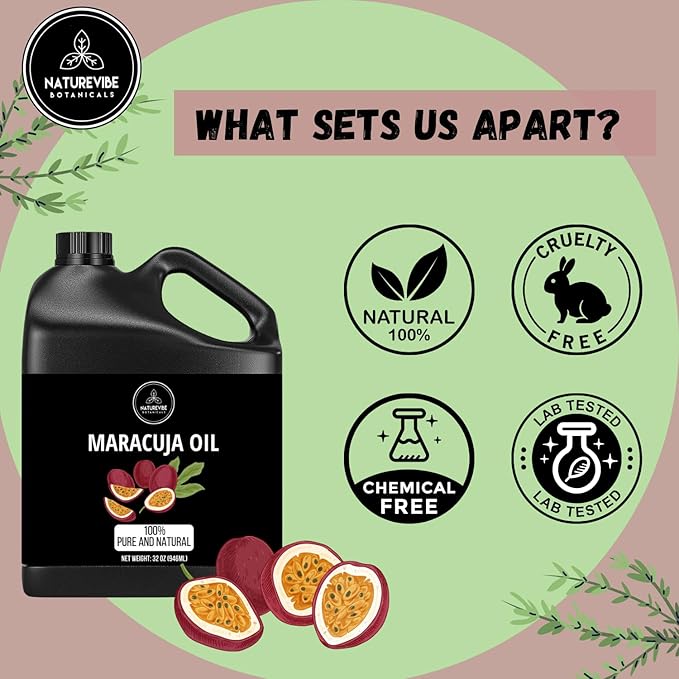 Naturevibe Botanicals Maracuja Oil 32 Ounces | 100% Pure and Natural | Great for Skin Care and Hair Care - Bloomnest