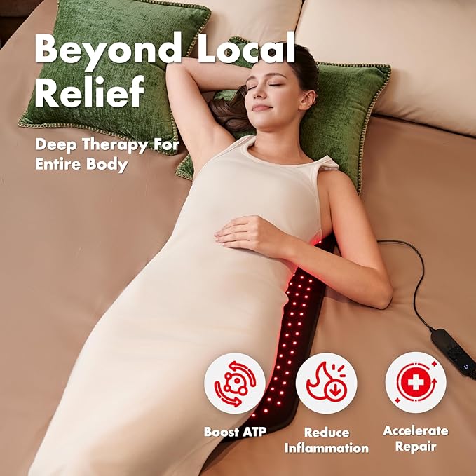 ALLOLO Red Light Therapy for Body, 27.6"*13.9" Large Infrared Light Therapy with Timer, 280pcs 3-in-1 LEDs 660nm&850nm Red Light Therapy Pad for Back Belly Knee Joint (with Storage Bag & Glasses) Bloomnest