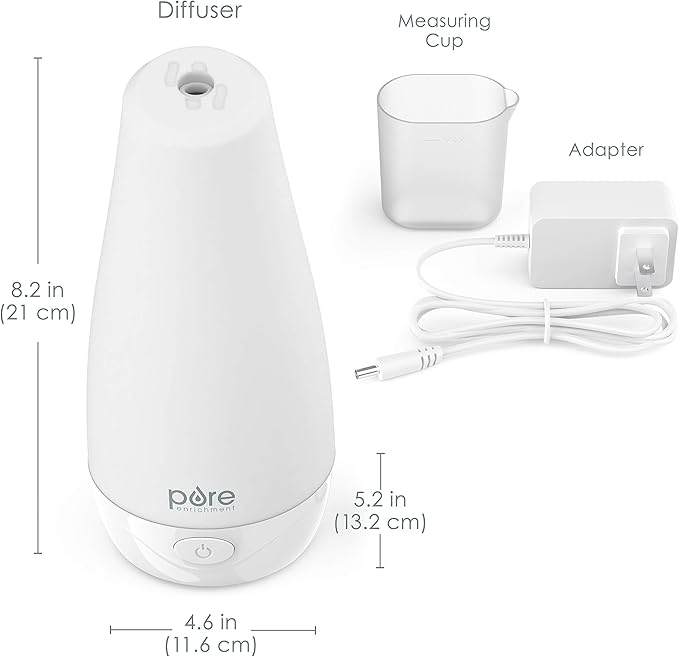 Pure Enrichment® PureSpa™ Essential Oil Diffuser - Compact Ultrasonic Aromatherapy Diffuser, Natural Air Deodorizer, 100ml Water Tank, and Optional Mood Light - Lasts Up to 7 Hours with Auto Shut-Off - Bloomnest