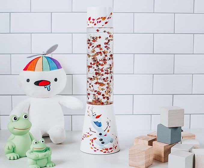 Ukonic Disney Frozen 2 Olaf Snowman Glitter Motion Lamp | LED Light, Bedside Table Lamp for Desk | Home Decor Accessories and Room Essentials | Official Disney Princess Collectible | 12 Inches Tall - Bloomnest