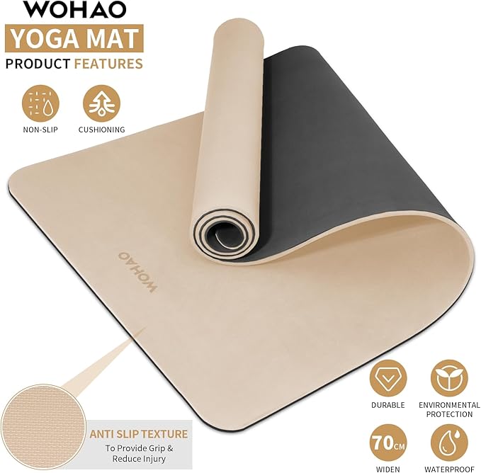 Extra Thick 8mm Yoga Mat, 72"x28" Non Slip Exercise Mat, Reversible 2-Sided Dual Color Premium POE Material, with Carrying Strap for Yoga, Pilates, Home Gym - Bloomnest