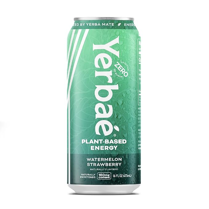 Yerbaé Watermelon Strawberry Functional Energy Drink - 0 Sugar, 0 Calories, 0 Carbs. Yerbae is Energized by Yerba Mate, Plant-Based, Healthy Alternative to Sugary Energy Drinks, 16oz cans (12 Pack) - Bloomnest