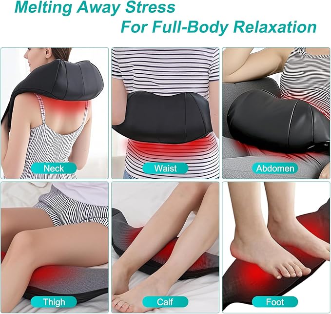 Shiatsu Back and Neck Massager with Heat, Deep Tissue Kneading Back Massager for Pain Relief, Electric 4D Shoulder Massage for Neck, Shoulder - Gifts for Men, Women (NOT Cordless)