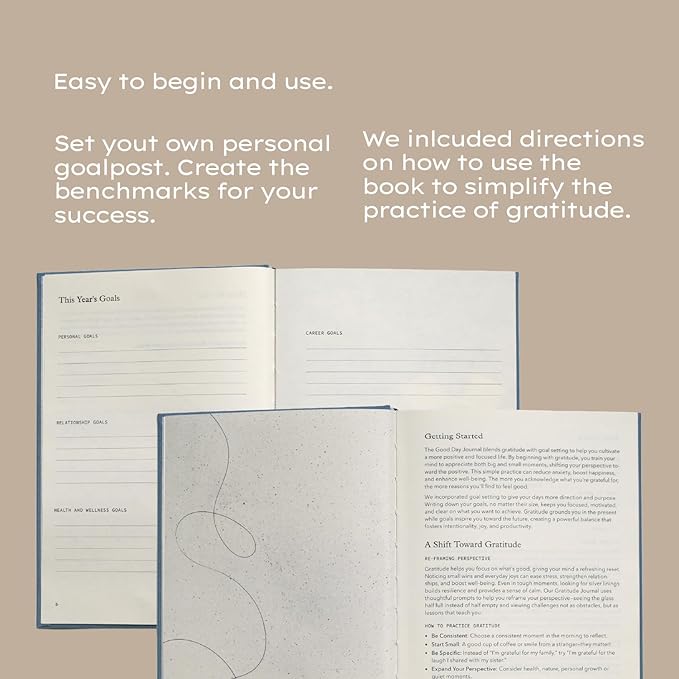 ANECDOTE. Gratitude Journal – The Good Day Journal for Happiness, Mindfulness and Reflection, Feel Happier and Less Stressed, Inspirational Daily Journal for Women & Men - Ocean Blue - Bloomnest