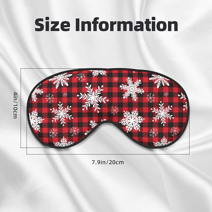 Christmas Sleeping Eye Mask Snowflakes on Buffalo Plaid Eye Mask for Sleeping Soft Comfort Eye Shade Blackout Eye Cover for Deep Rest Travel Nap Meditation - Bloomnest