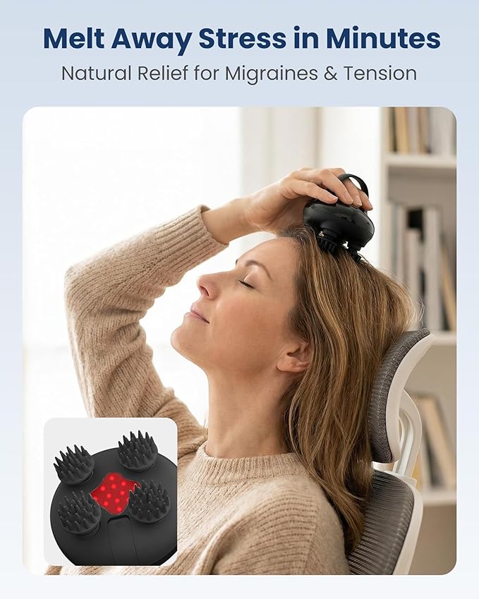 COMFIER Cordless Head Massager Scalp Massager Hair Growth with 3 kneading Modes,Waterproof Hair Massage with 8 Claws for Deep Cleansing,Body Cat Head Scratcher,Gift for Women,Men COMFIER