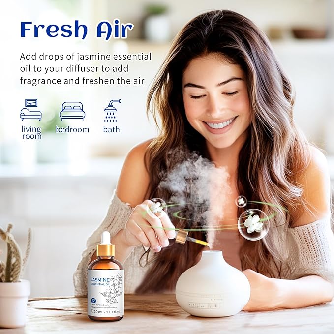HIQILI 1 Fl Oz Jasmine Essential Oil, 100% Pure Natural for Diffuser, Hair, Skin, Perfume Making - 30ml - Bloomnest