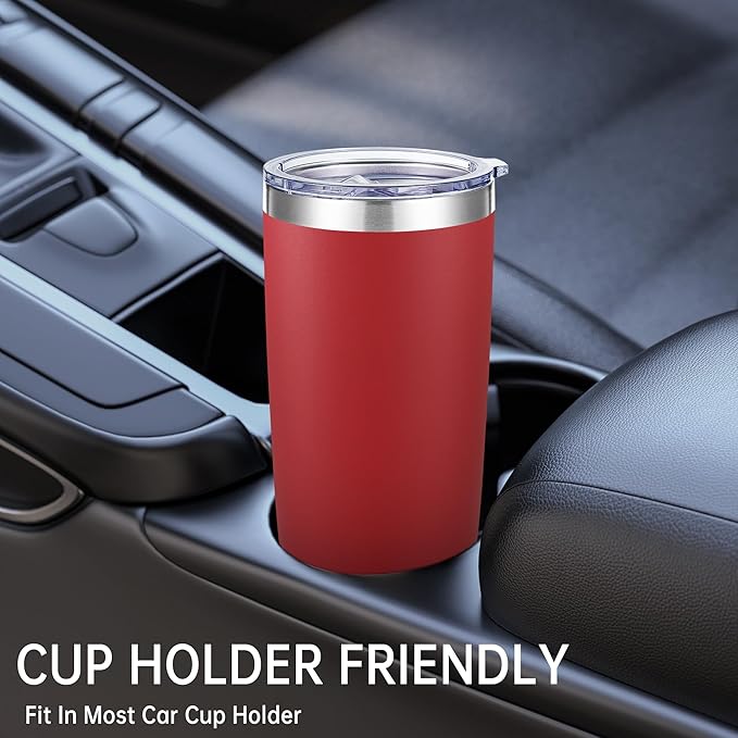 20 oz Tumblers Bulk Stainless Steel Tumbler with Lid Double Wall Vacuum Insulated Coffee Mug 20oz Powder Coated Cup for Hot and Cold Drinks, Red, 6 pack - Bloomnest