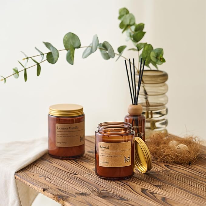 M&SENSE Santal Home Scented Candle | 19.4oz, 115-Hour Burn | Natural Organic Soy Wax | Long-Lasting for Stress Relief and Gifting | for Bedroom，Relaxing SPA，Office - Bloomnest
