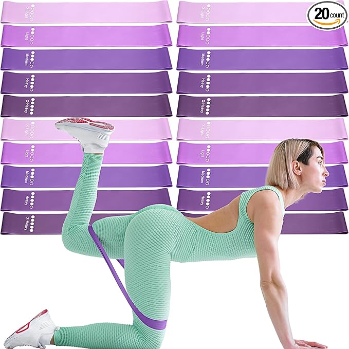 Deekin 20 Pcs Resistance Bands for Women Men 10-115 Lbs 5 Different Resistance Levels Loop Exercise Bands for Leg Working Gym - Bloomnest