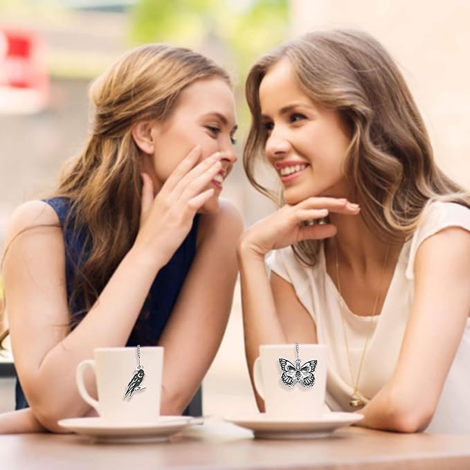 2 Pack Halloween Themed Tea Infuser - Gothic Loose Leaf Tea Steeper with Black Raven & Skull Butterfly Charm, 304 Stainless Steel, Perfect Spooky Tea Gift
