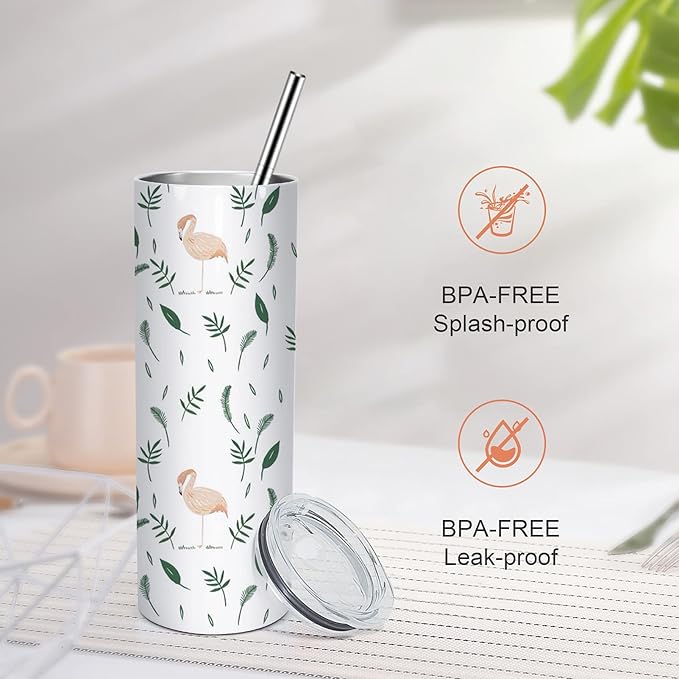 AGH 10 Pack 20 OZ Sublimation Tumblers Blank, Straight Skinny Tumbler with Metal Straw, Stainless Steel Double Layer Insulated Mug, Individually Box, Travel Tumblers - Bloomnest
