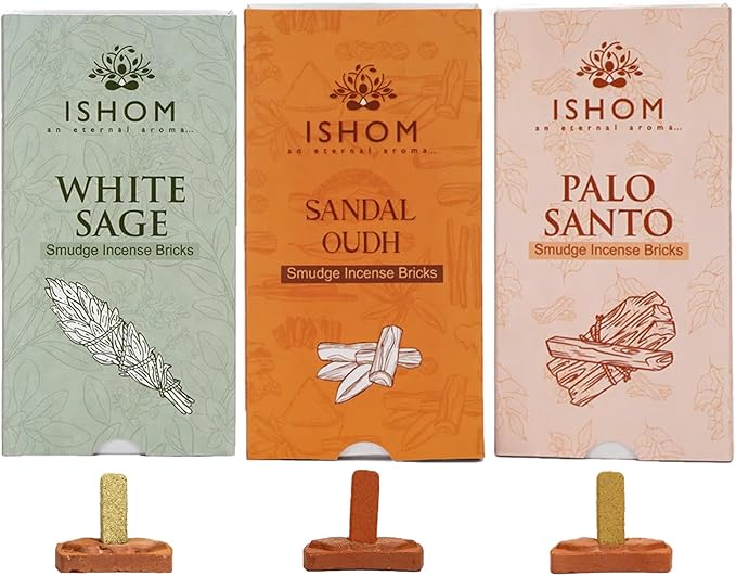 Smudge Incense Bricks 45 Pack Combo - Palo Santo, White Sage, Sandal Oudh for Cleansing Negative Energy & Protection - Yoga Meditation Aromatherapy - Perfect Sage Sticks Alternative AROVATIKA
