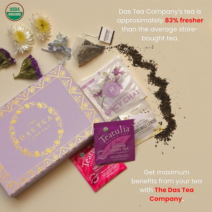 Tea Sampler Gift Set - Productivity Pack - 18 Assorted Organic Tea Bags - Supports Focus, Energy, Concentration, and Overall Wellness - Black, Chai, Matcha, Green, and More - Best Holiday Gifts 2024 - Bloomnest