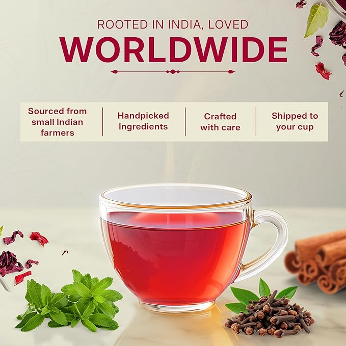 Tealeaf & Co. Sweet Hibiscus Cinnamon Green Tea with Hibiscus, Cinnamon, Stevia & Clove - Green Tea Bags with Fresh Herbs and Spices (Low Caffeine) - 100 Teabags - Bloomnest