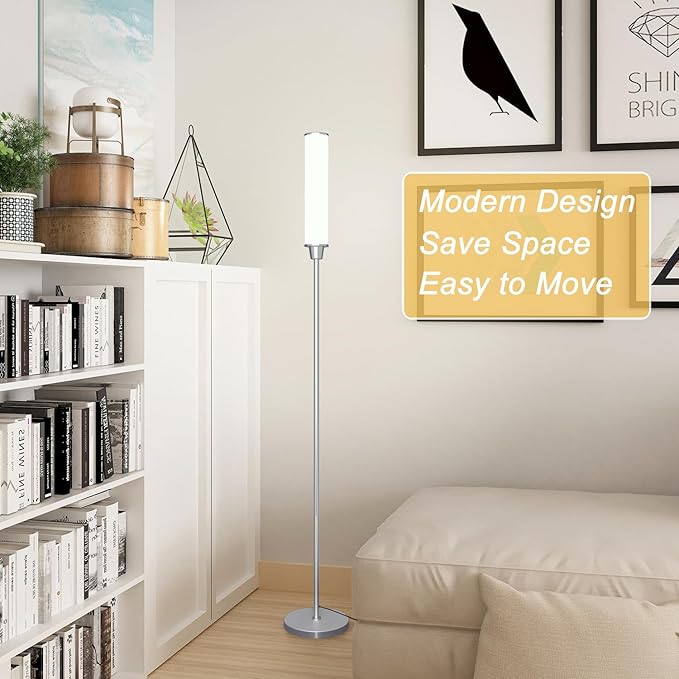 Floor Lamp with Remote Control,Bright Floor Lamps for Living Room/Bedroom/Office, Stepless Adjustable 3000K-6000K Colors and 10-100% Brightness,Standing Light with Foot Switch (Nickel) - Bloomnest