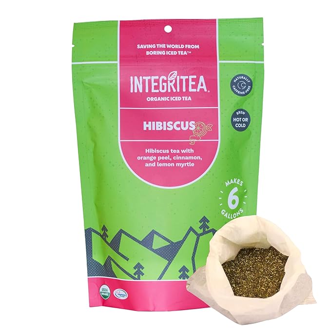 IntegriTEA Organic Hibiscus Tea Bags for Hibiscus Iced Tea - 6-Bag Unsweetened Iced Tea Pack for 6 Gallons of Tea - Hot or Cold Brew Iced Tea Bags - Bloomnest