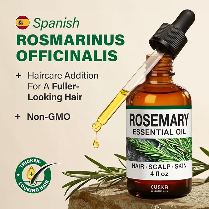 KUKKA Rosemary Essential Oils - 4 Fl Oz - for Hair, Skin, Diffuser, Aromatherapy & DIY Soap Making Scent - Bloomnest