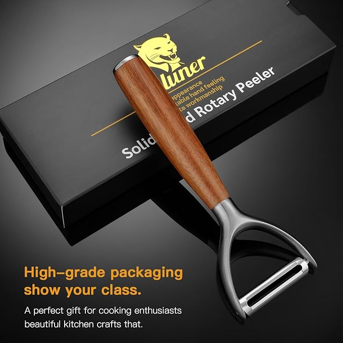 Premium Y Type 304 Stainless Steel Multifunctional Kitchen Peeler Real Wood Handle Ultra Sharp Blade Vegetable Potato Apple(Boluoge) - Bloomnest