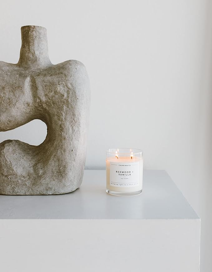 Calyan Wax Co. 2 Wick Candle, Redwood + Vanilla Scented Candle, 37 Hour Burn Time, Aromatherapy Soy Candles, Non Toxic & Vegan Soy Wax, Glass Tumbler Scented Candles, 8.8oz - Bloomnest