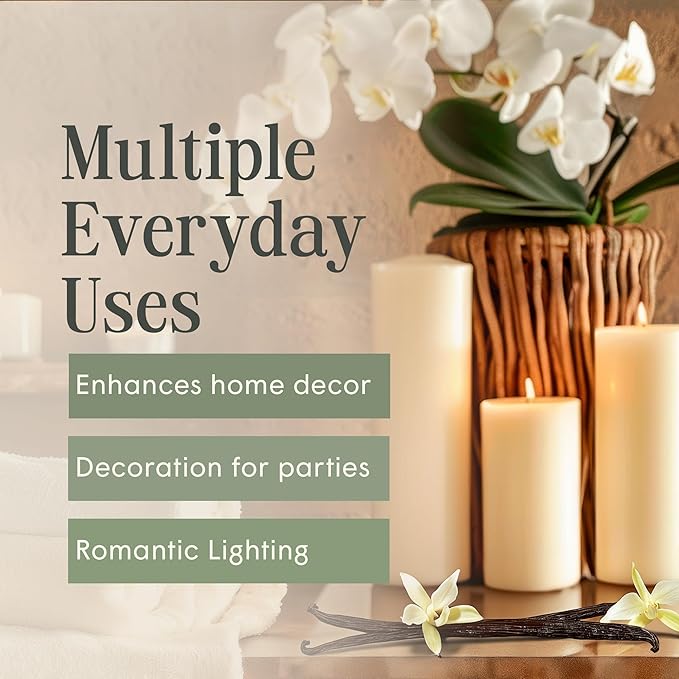 Mister Candle Dripless Vanilla Scented Ivory Pillar Candle Hand Made Vanilla Pillar Candles with Essential Oils for Home Decor, Premium Wax, 80 Hr Burn Time (4x4 inch) - Bloomnest