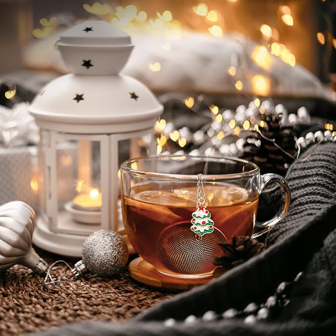 Stainless Steel Mesh Tea Infuser, 2.1 in. Tea Ball with Christmas Tree Pendant, 2PC Set - Bloomnest