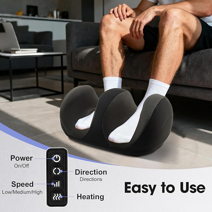 Foot Massager with Heat, Massage Feet/Arm/Calf/Ankle for Relax, Plantar Fasciitis, Pain Relief, Shiatsu Kneading Foot and Calf Electric Massager Machine with Roller - Bloomnest