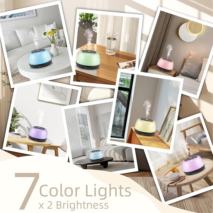 300ML Essential Oil Diffuser - 8-Hour Aromatherapy with Remote Control, 7-Color LED Lights, 4 Timer Settings for Home - Bloomnest
