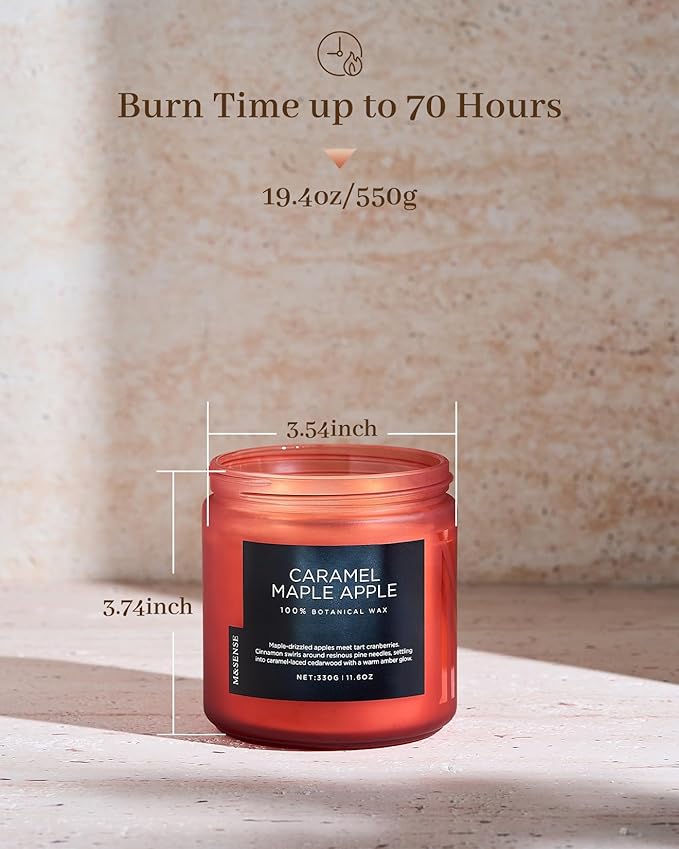 M&SENSE Caramel Apple Pie Candles for Home Scented, Natural Soy Wax 11.6oz Long Lasting 70 Hours Clean Non Toxic Large 2 Wick Candle Gifts for Thanksgiving Housewarming - Bloomnest