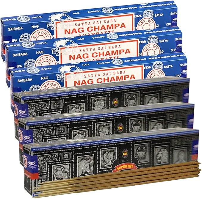 Nag Champa Super Hit Incense Sticks & Holder Bundle Variety Pack from House of Satya Incense Sticks and Trumiri TRUMIRI