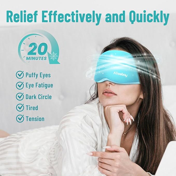 3D Gel Cooling Eye Mask, Weighted Eye mask for Sleeping, 3D Contoured Cup No Pressure Night Blindfold Sleep Mask, Ice Cold Pack Eyes Cold Compress for Puffy Eyes, Dark Circle, Light Blue - Bloomnest