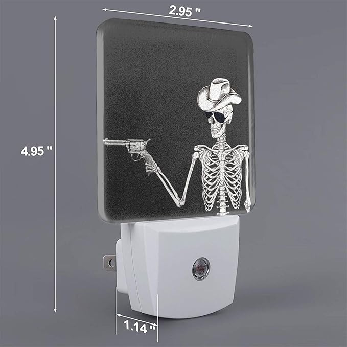 Led Night Light, Funny Gothic Skull Cowboy Decorative Plug in Nightlights,with Smart Auto Dusk to Dawn Night Light for Bedroom, Kitchen, Nursery, Bathroom - Bloomnest