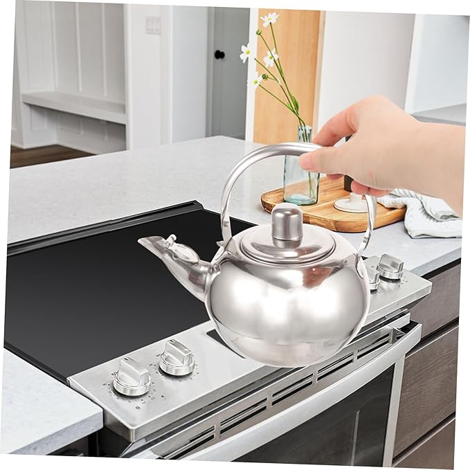 Thickened Stainless Steel Tea Kettle with Fine Mesh Strainer Small Teapot for Home Brewing Loose Leaf Tea Easy Pour Handle Household Water Kettle