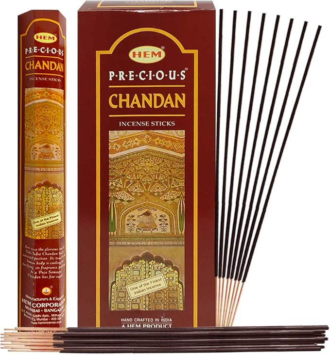 Precious Chandan (Indian Sandalwood) Incense Sticks and Incense Stick Holder Bundle Insence Insense Hem Incense Sticks TRUMIRI